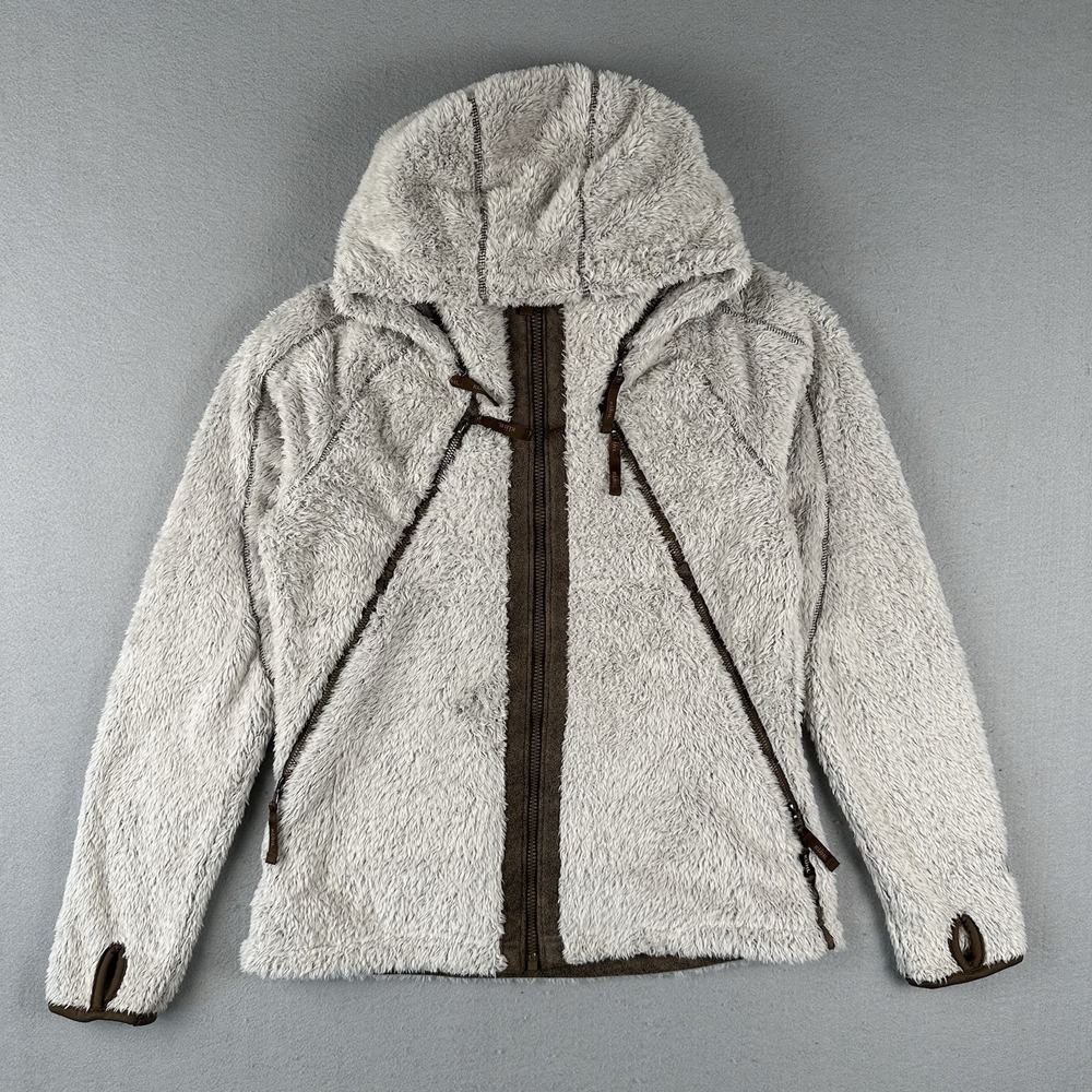 Kuhl Fleece Flight Jacket Women's Medium Gray Brown Full Zip Hooded Outdoor